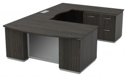 Bow Front U Shape Desk with File Cabinet - Tuxedo