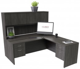 L Shaped Desk with Hutch and Drawers - Maverick Series