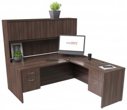 L Shaped Desk with Hutch and Drawers - Maverick Series