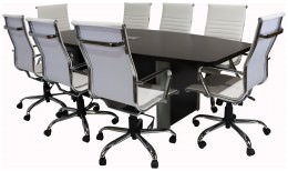 Boat Shaped Conference Table and Chairs Set - PL Laminate