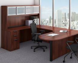 Peninsula Office Desk with Hutch - PL Laminate