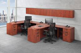 Peninsula Desk for Two with Wall Unit - PL Laminate Series