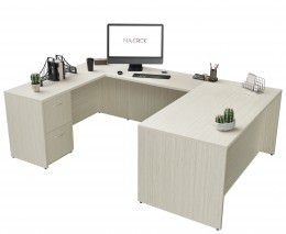 U Shaped Desk with Drawers - Maverick Series