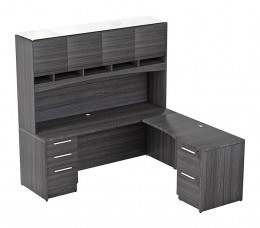 L Shaped Desk with Hutch - Potenza Series