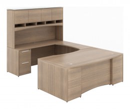 Bow Front U Shaped Desk with Hutch - Potenza Series