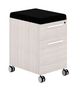 Mobile Pedestal Drawers with Black Fabric Cushion - Potenza Series