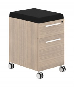 Mobile Pedestal Drawers with Black Fabric Cushion - Potenza