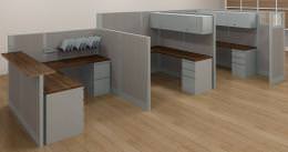 3 Multi-Height Cubicle Workstations with Reception Desk