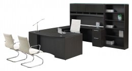 Bow Front U Shaped Desk with Storage - Potenza Series