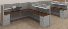 8x8 Curved Corner Cubicle Stations with Shelves - EXP Panel System