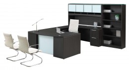 Bow Front U Shaped Desk with Storage