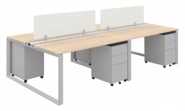 4 Person Workstation with Privacy Panels