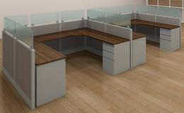 8x6 U Shaped Cubicle Workstations with Glass Dividers