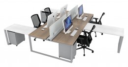4 Person Workstation with Privacy Panels - Veloce Series