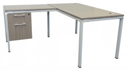 L Shaped Desk with Drawers - Simple System Series