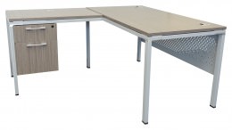 L Shaped Desk with Modesty Panel - Simple System Series