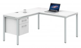 L Shaped Desk with Drawers - Simple System