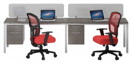 Two Person Workstation with Privacy Panels - Simple System