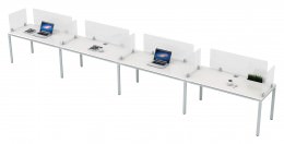4 Person Workstation with Privacy Panels - Simple System Series
