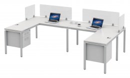 2 Person Desk with Privacy Panels - Simple System Series