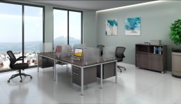 4 Person Workstation with Privacy Panels - Simple System