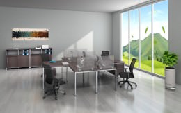4 Person Workstation with Privacy Panels - Simple System Series
