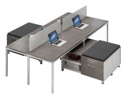 4 Person Workstation with Storage - Simple System Series