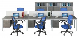 6 Person Workstation with Storage - Simple System Series
