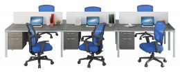 6 Person Workstation with Privacy Panels - Simple System Series