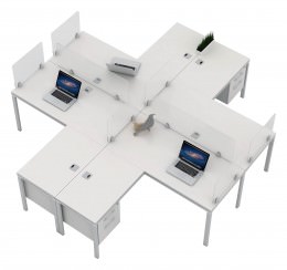 4 Person Workstation with Drawers - Simple System Series