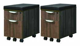Set of Mobile Pedestal Drawers with Cushion Top - PL Laminate