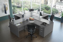4 Person Workstation with Privacy Panels - PL Laminate Series