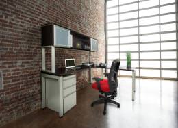 Modern L Shaped Desk with Hutch - Elements Series