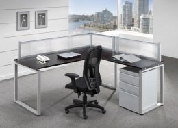 Modern L Shaped Desk with Privacy Panels - Elements Series