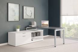 Modern L Shaped Desk with Shelves - Elements Series