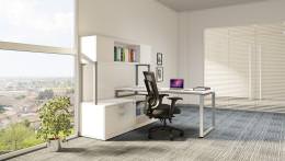 Modern L Shaped Desk with Hutch - Elements