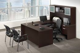 U Shaped Office Desk with Hutch - PL Laminate