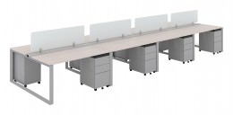 8 Person Workstation with Privacy Panels