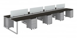 8 Person Workstation with Privacy Panels - Veloce
