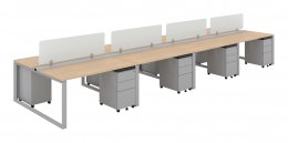 8 Person Workstation with Privacy Panels - Veloce Series