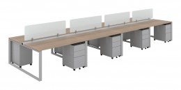 8 Person Workstation with Privacy Panels - Veloce Series