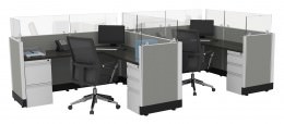 2 Person Cubicle with Glass Dividers - Systems Series