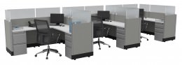 3 Person Cubicle with Glass Dividers - Systems