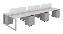 6 Person Workstation with Privacy Panels - Veloce