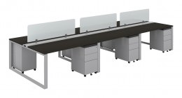 6 Person Workstation with Privacy Panels - Veloce Series