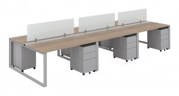 6 Person Workstation with Privacy Panels - Veloce Series