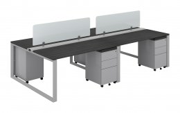 4 Person Workstation with Privacy Panels - Veloce