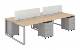 4 Person Workstation with Privacy Panels - Veloce Series