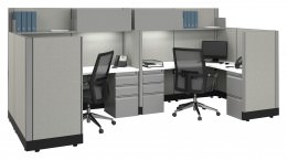 2 Person Cubicle with Storage - Systems Series