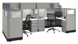 2 Person Cubicle with Storage - Systems Series